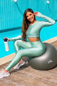 Thumbnail for Hellokini - Fearless Mint Green Long Sleeve Crop Top - 1 COLOR -