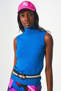 Thumbnail for Q2 - Knitted Tank Jumper in Blue - 1 COLOR -