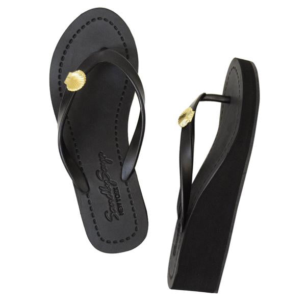 SAND BY SAYA N.Y. - Gold Shell - Mid Wedge Flip Flops - 2 COLORS -