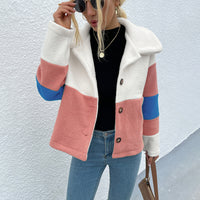 Thumbnail for Color Block Button Down Collared Jacket - T - 4 COLORS -