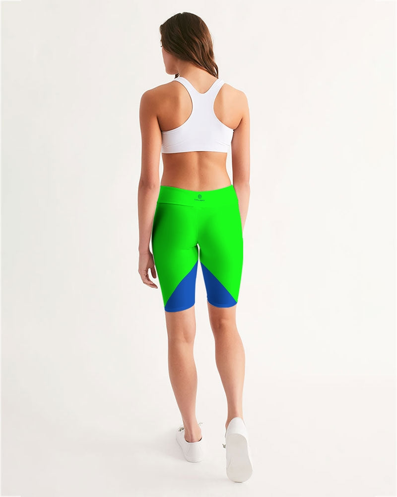 Chaluisant - Neon Green Women's Mid-Rise Bike Shorts -