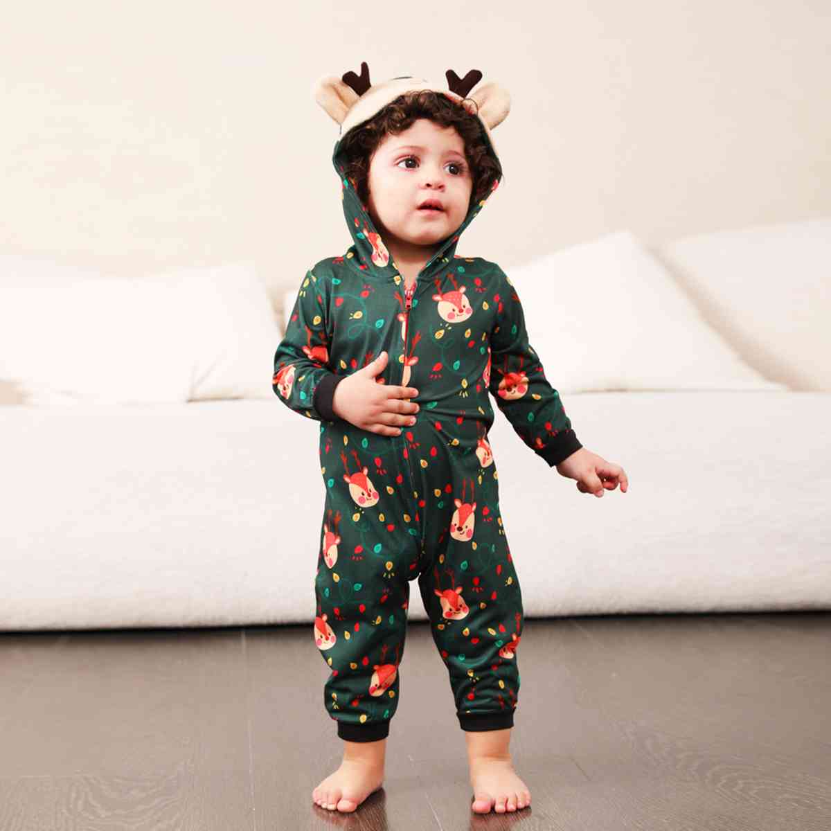 BABY Printed Hooded Long Sleeve Jumpsuit - T -