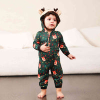 Thumbnail for BABY Printed Hooded Long Sleeve Jumpsuit - T -