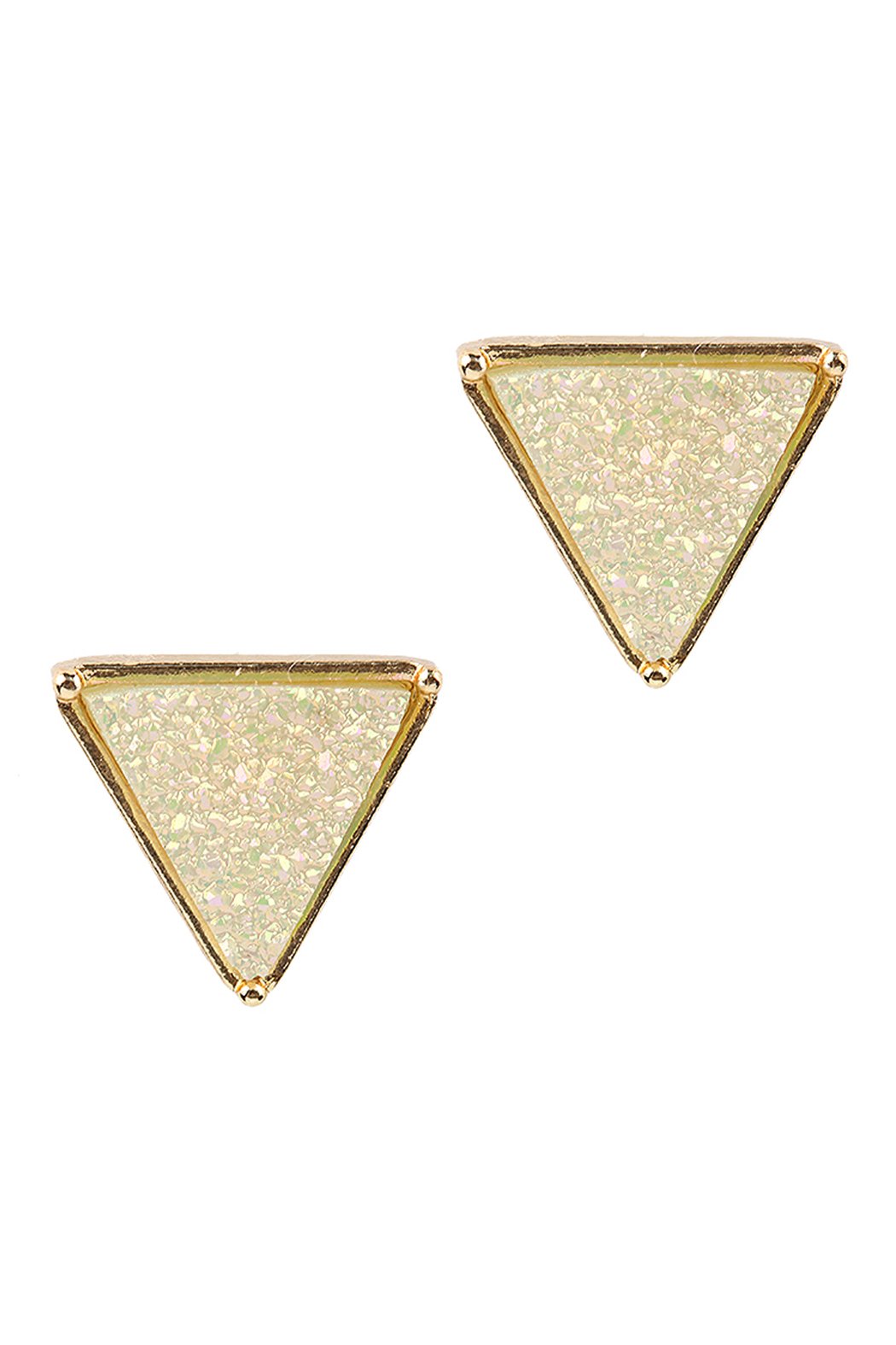 Riah Fashion - Druzy Triangle Post Earrings - 7 COLORS -