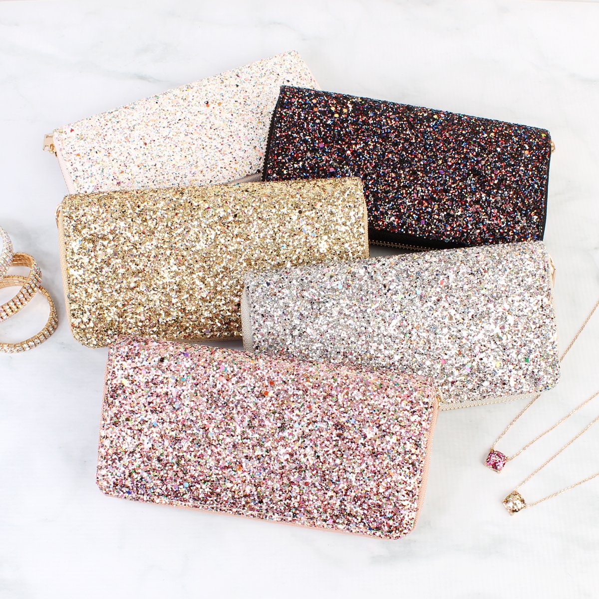 Glitter Zipper Wallet - 8 COLORS -