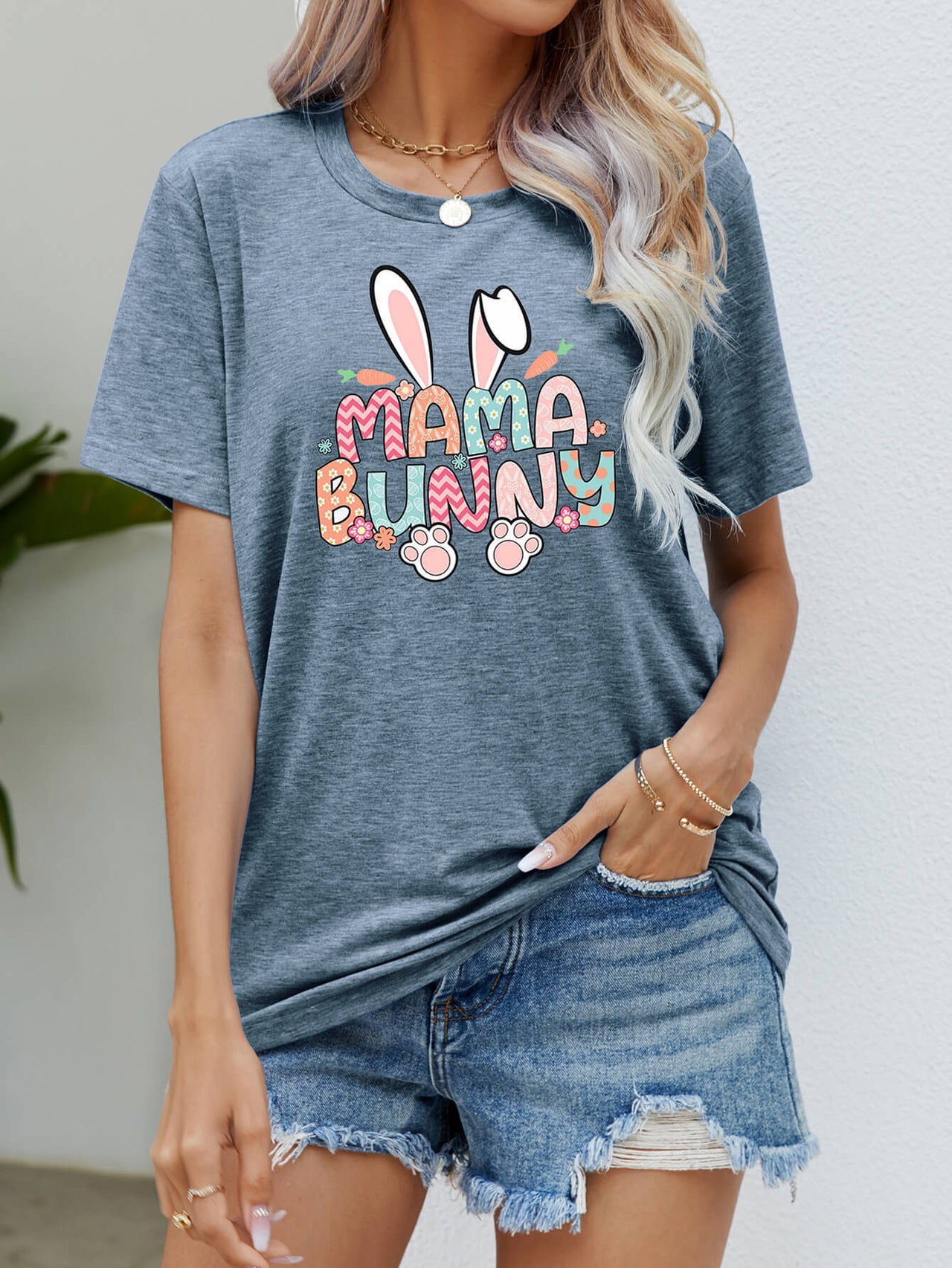 MAMA BUNNY Easter Graphic Short Sleeve Tee - T - 6 COLORS -