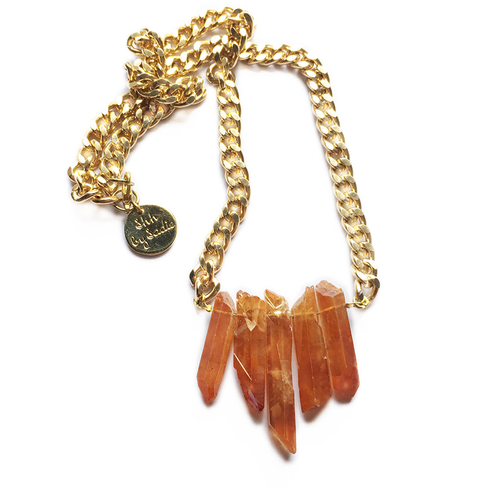 Shh by Sadie - Rocked Up Mini Crystal Quartz Necklace (Amber) -