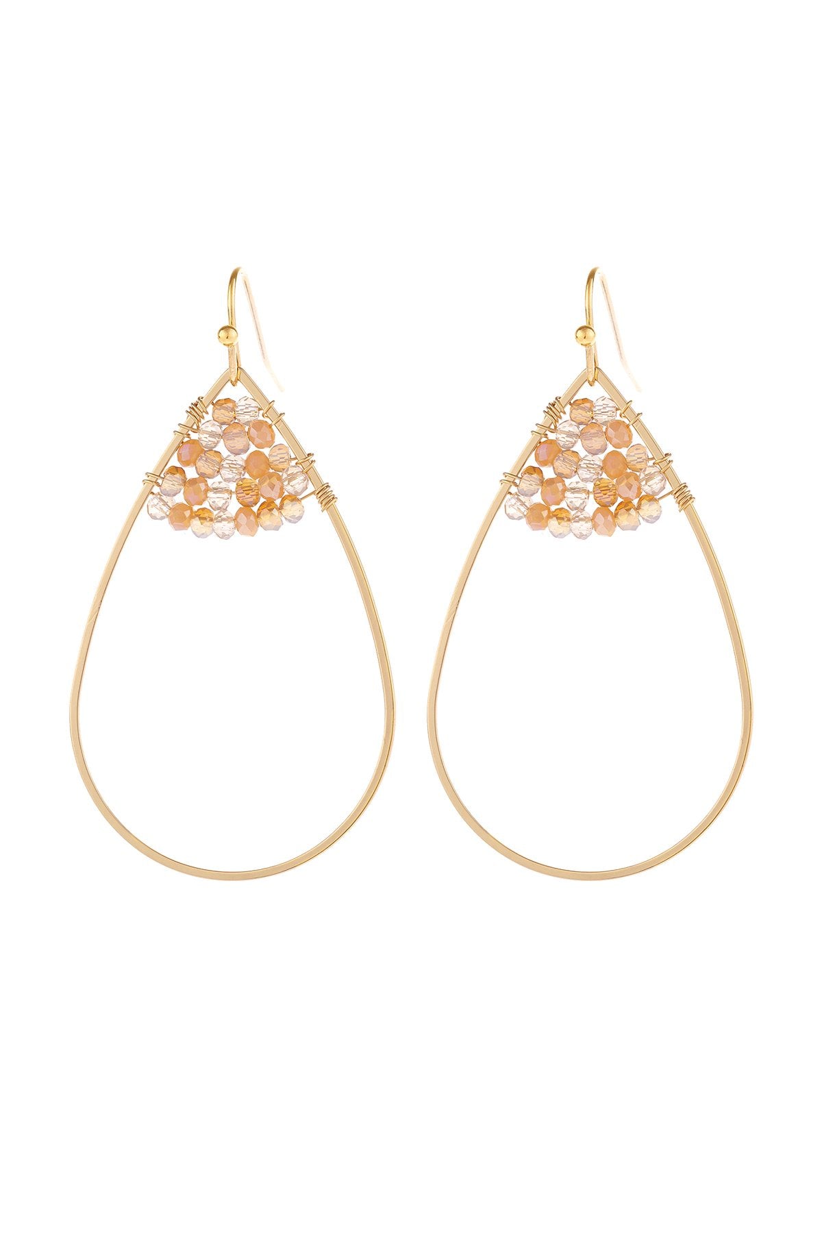 Open Teardrop With Rondelle Beads Earrings - 13 COLORS -