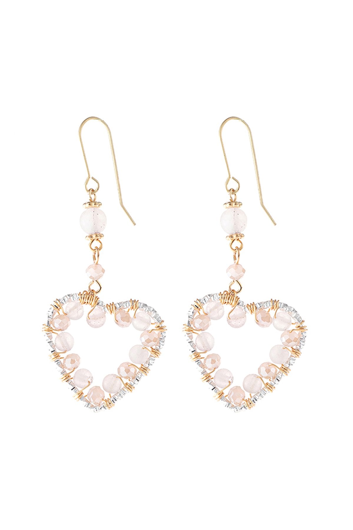 Heart Beaded Drop Earrings - 5 COLORS -