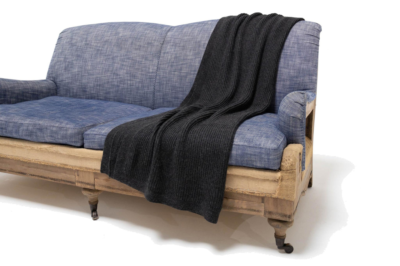 Cabin Measures - Heavy Knit Alpaca Wool Throw Blanket in Carbon - 1 COLOR -