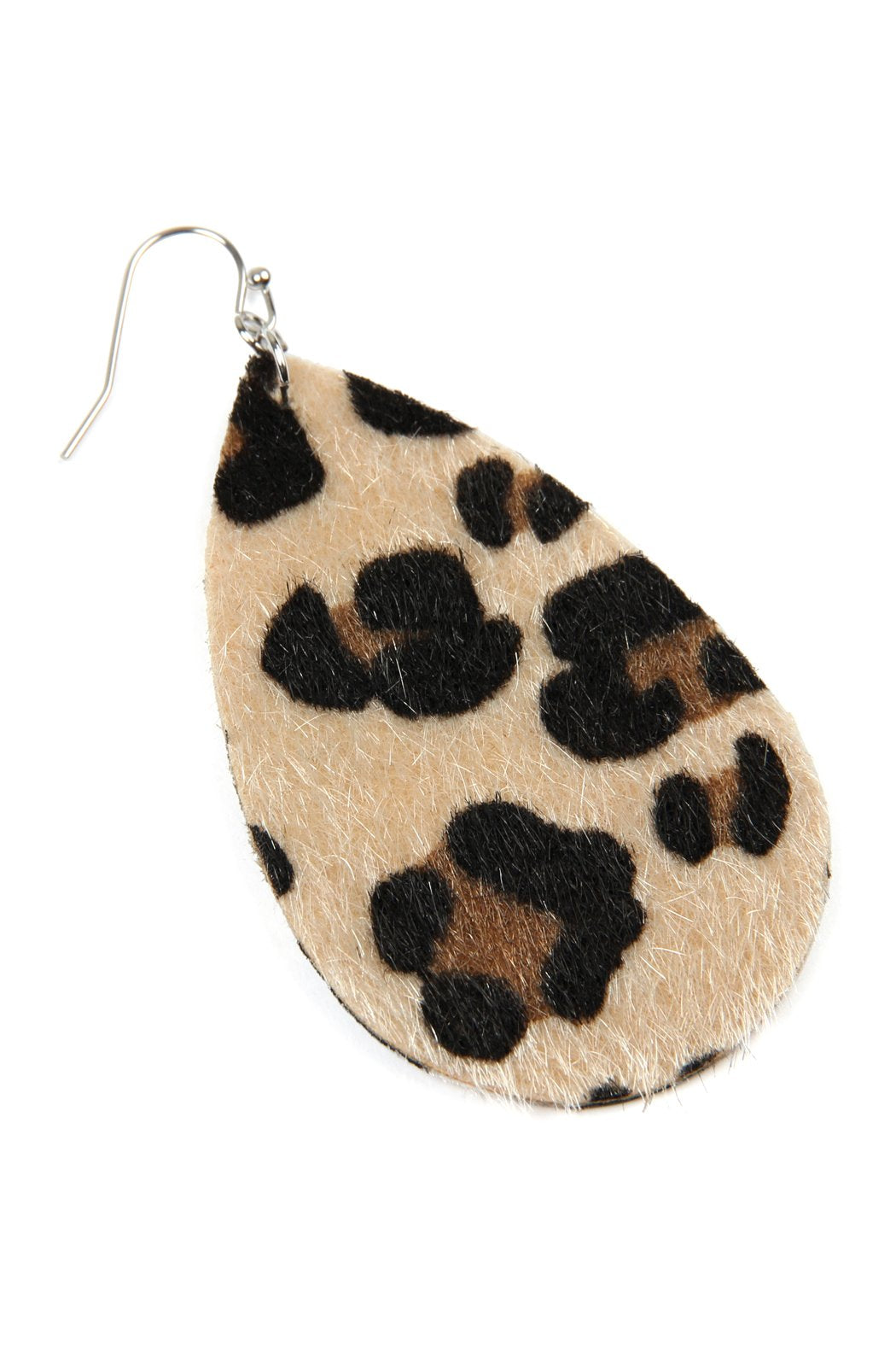 Leopard Print Fabric Fish Hook Teardrop Earrings - 5 COLORS -