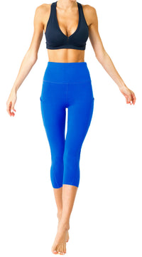 Thumbnail for Savoy - High Waisted Yoga Capri Leggings - Sky Blue - 1 COLOR -