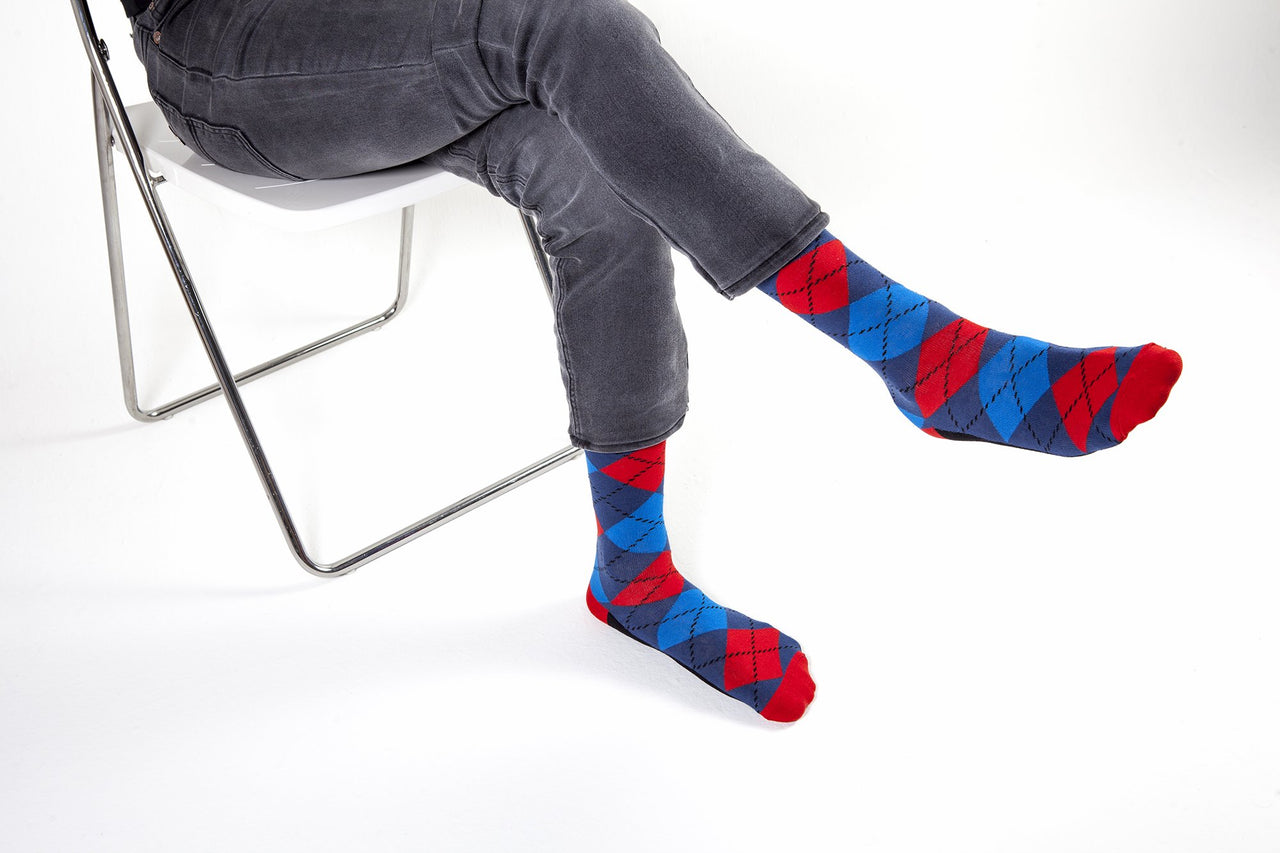 Men's Funky Argyle Socks - 5 PACK -