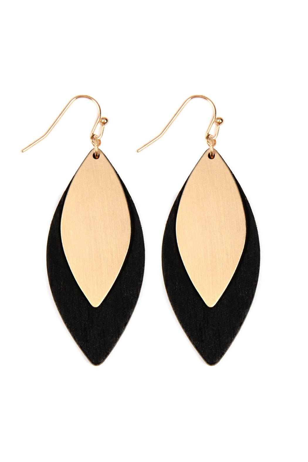 Satin Metal Wood Earrings - 4 COLORS -