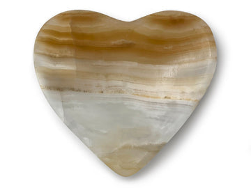 Whyte Quartz - Heart Shaped Bowl in Zebra White or Amber Onyx - 4 STONE TYPES -