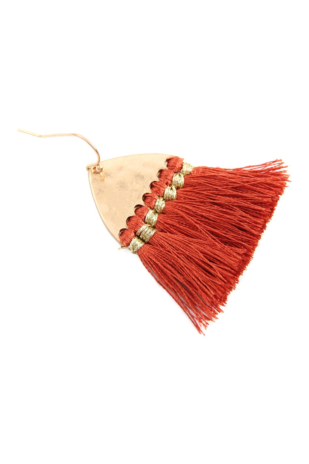 Thread Tassel Hammered Metal Hook Earrings - 11 COLORS -