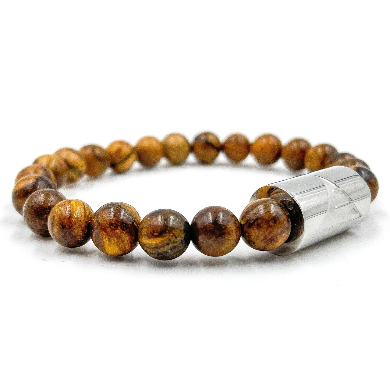 Timber - Dark Brown Sandalwood & Silver Mala Beaded Bracelet -