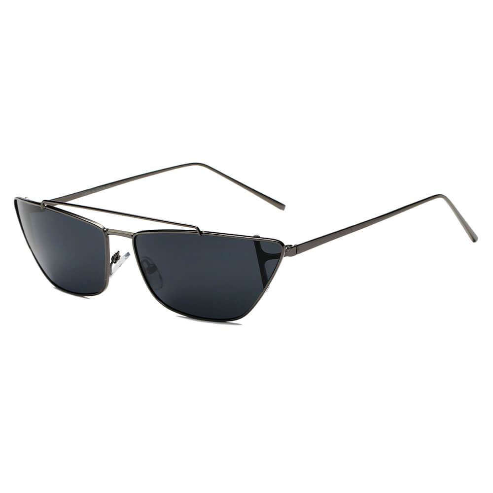 Estevan | S3008 - Women Metal Retro Flat Lens Rectangular Sunglasses - 4 COLORS -