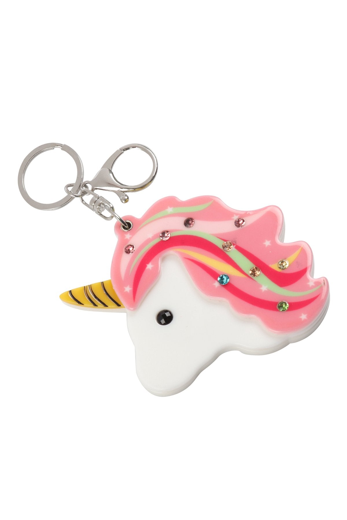 Pink Unicorn Rhinestone With Mirror Keychain -