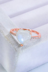 Thumbnail for Heart-Shaped Natural Moonstone Ring - T - SIZES 6 THRU 9 - 2 FINISHES -