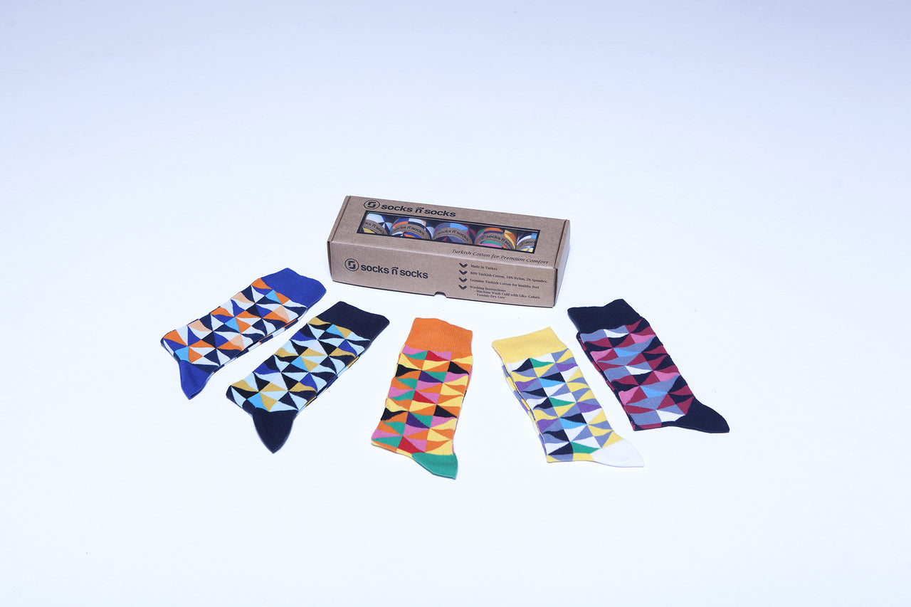 Men's Stylish Triangle Socks - 5 PACK -