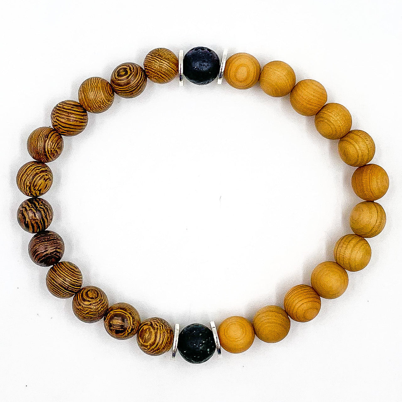 Westland - Zebrawood, Cedar, & Lava Rock Mala Beaded Bracelet -