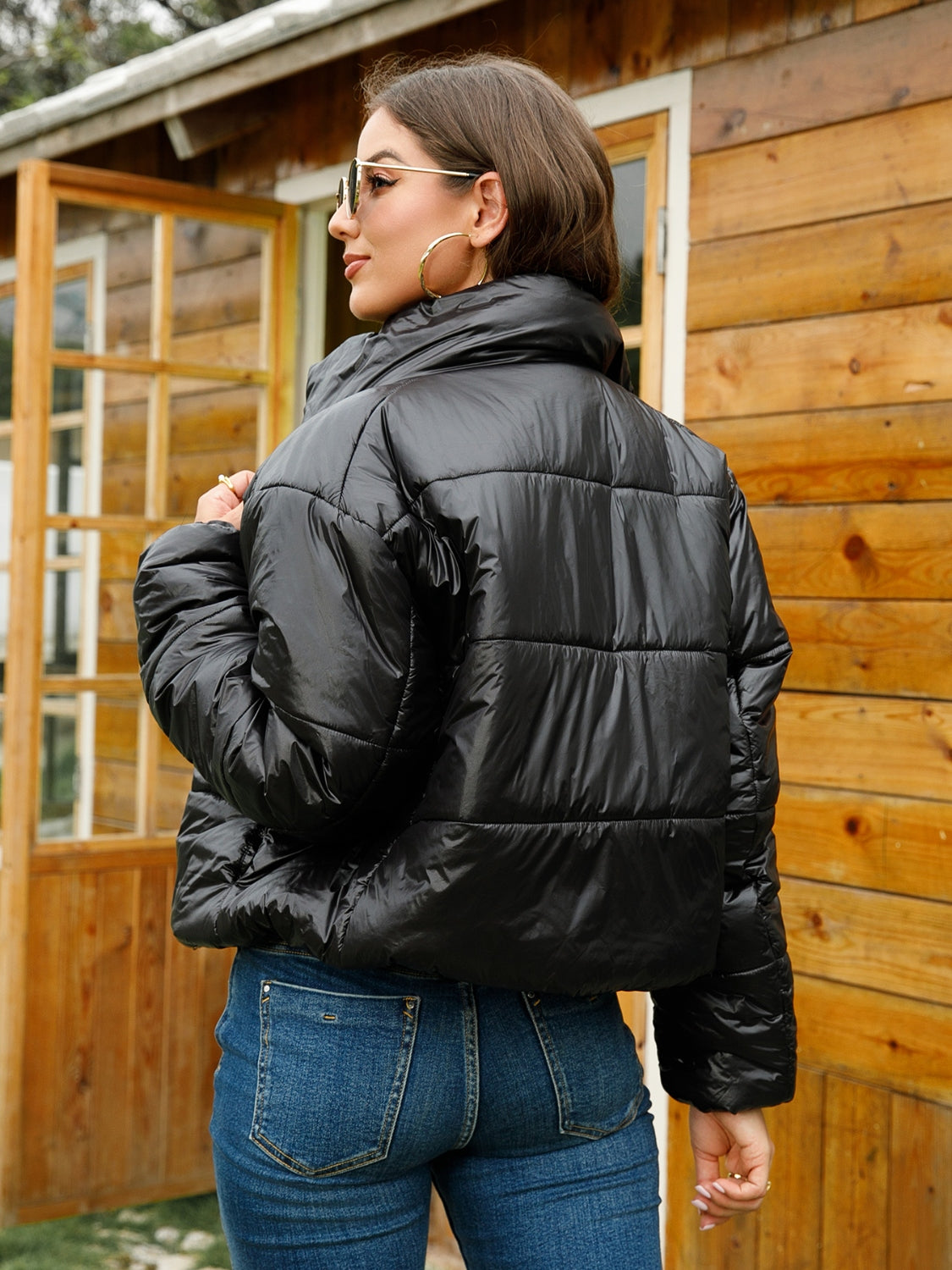 Zip-Up High Neck Puffer Jacket - T - 1 COLOR -