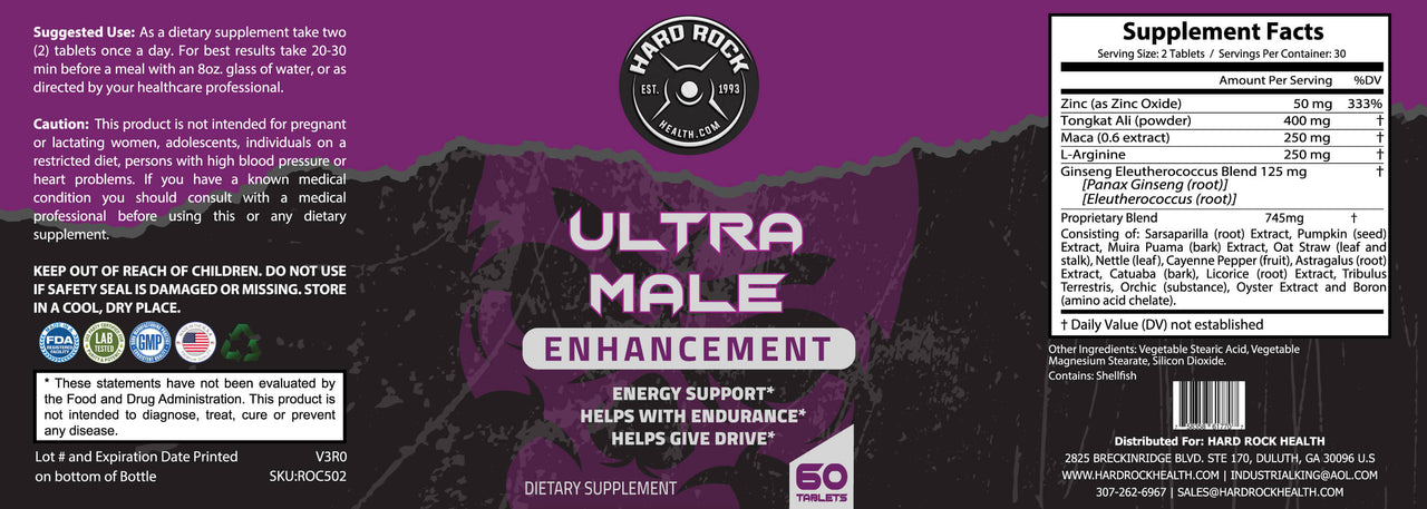 Ultra Male Enhancement - Natural Male Enhancing Supplement (60 Tablets)