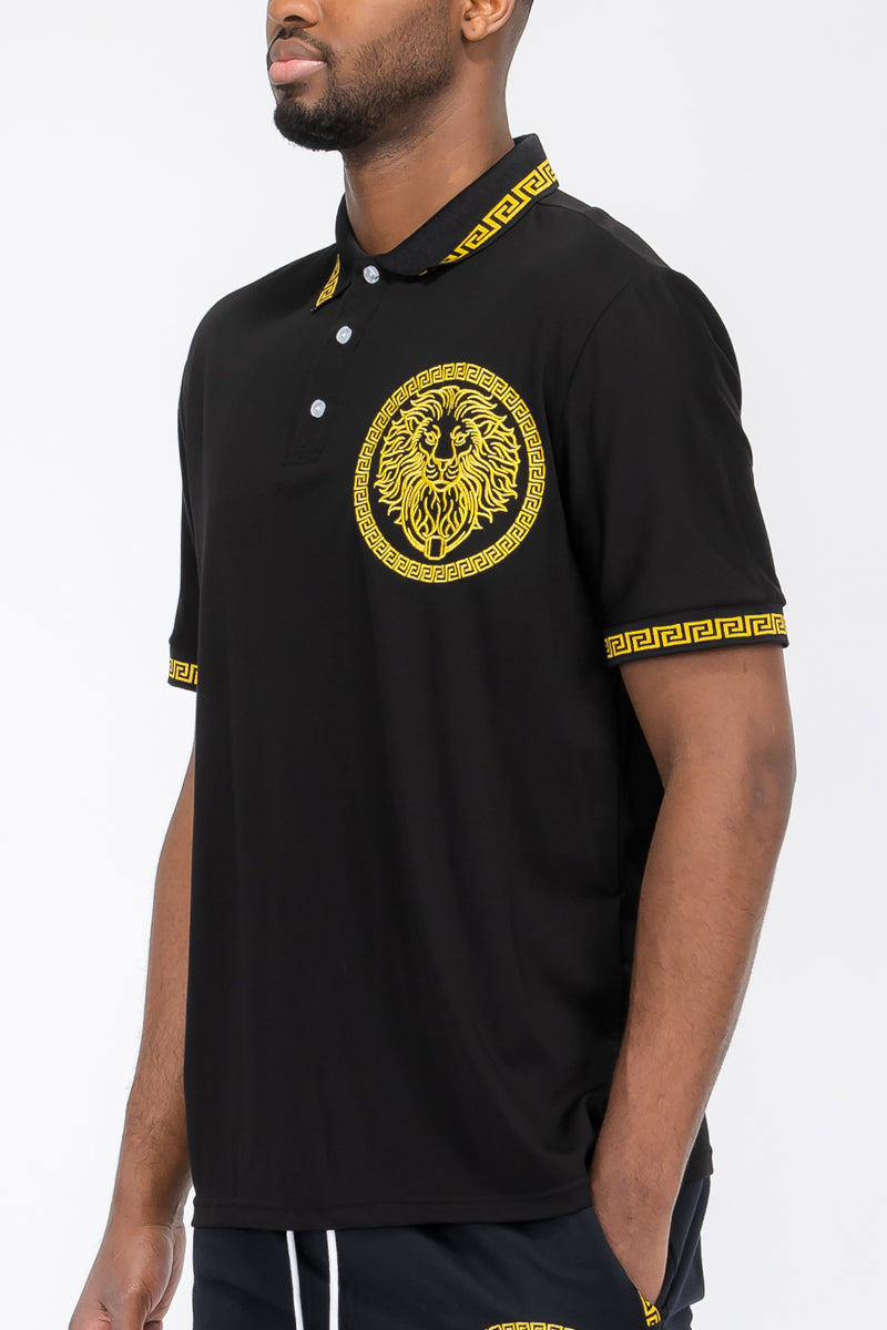 Embroidered Lion Head Polo Shirt - 4 COLORS -