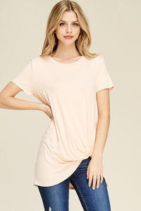 Thumbnail for Riah Fashion - Short Sleeve Knot Tunic - 5 COLORS -