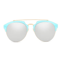 Thumbnail for Corolla | CA15 - Half Frame Mirrored Lens Horned Rim Sunglasses Circle - 6 COLORS -