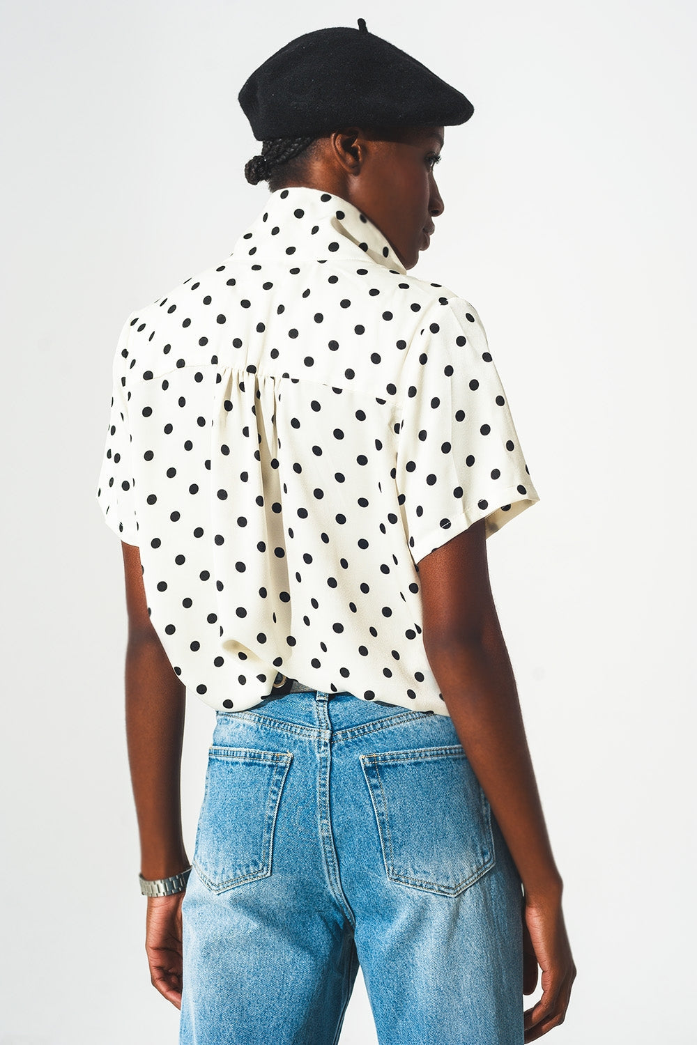 Q2 - Polka Dot Shirt in Cream - 1 COLOR -