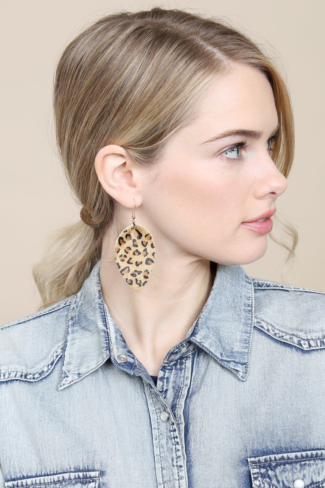 Riah Fashion - Leopard Leather Drop Earrings - 4 COLORS