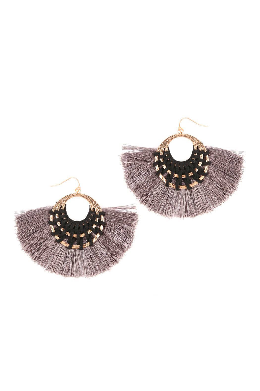 Riah Fashion - Classic Fan Tassel Earrings - 7 COLORS -