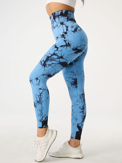 Printed High Waist Active Leggings - T - 5 COLORS -