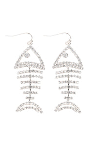 Thumbnail for Riah Fashion - Fish Bone Rhinestone Dangling Earrings - 2 COLORS -