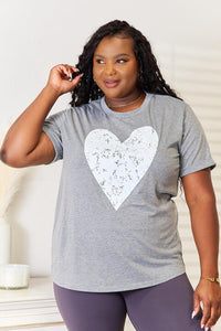 Thumbnail for Simply Love Heart Graphic Cuffed Short Sleeve T-Shirt - SIZES S THRU 2XL - T - 1 COLOR -