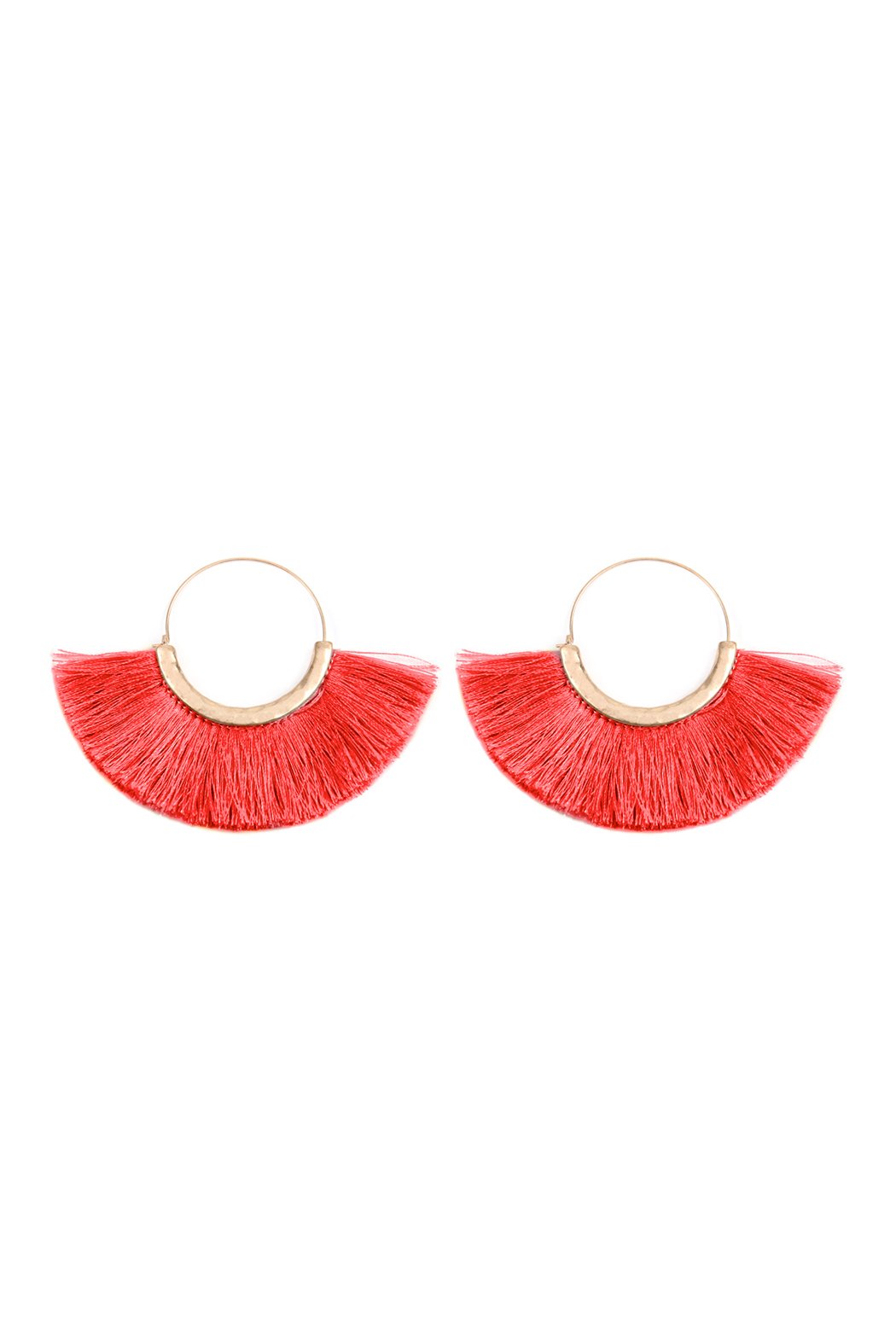 Fan Tassel Hoop Earring - 15 COLORS -