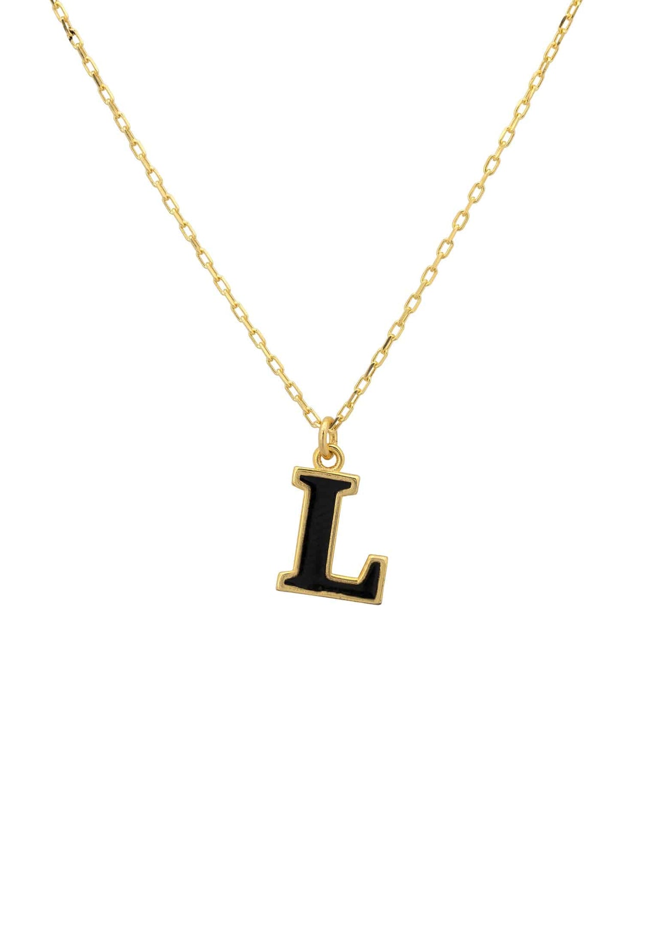 Initial Enamel Necklace Gold L -