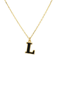 Thumbnail for Initial Enamel Necklace Gold L -