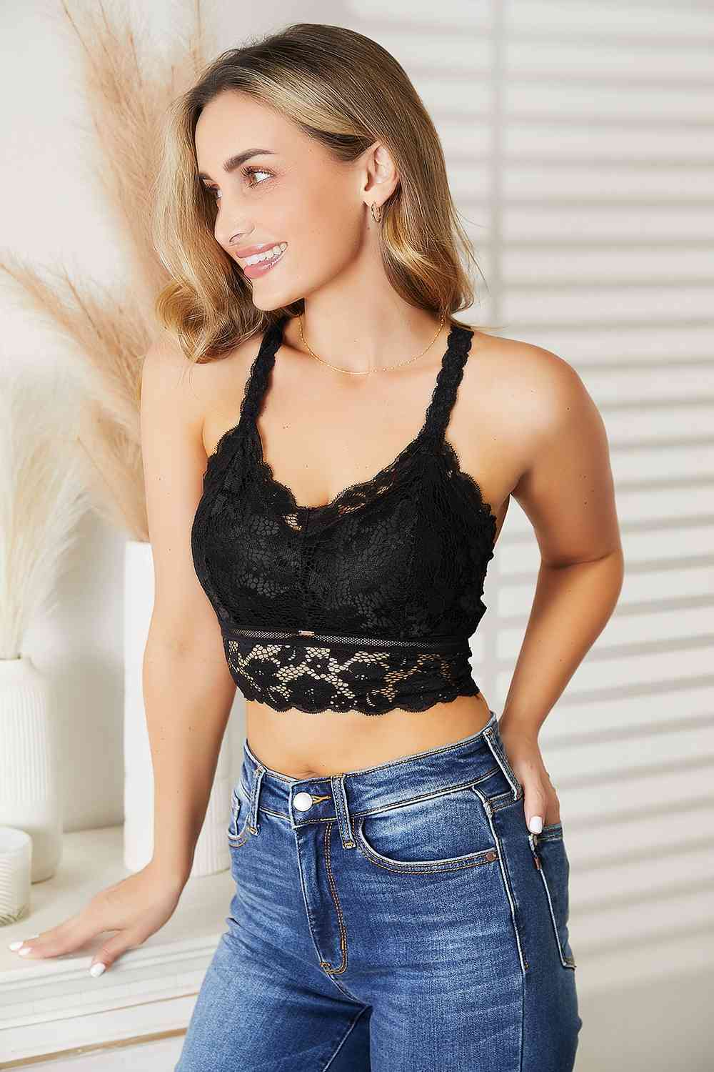 JadyK Full Size Crisscross Lace Bralette - SIZES S THRU 3XL - T - 1 COLOR -