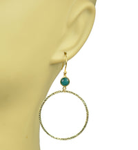 Thumbnail for Gena Myint - Emerald Bezel Circle Earrings -