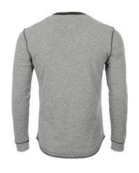 Thumbnail for Men's Vintage Burnout Garment Wash Long Sleeve Lightweight Thermal Henley - 1 COLOR -