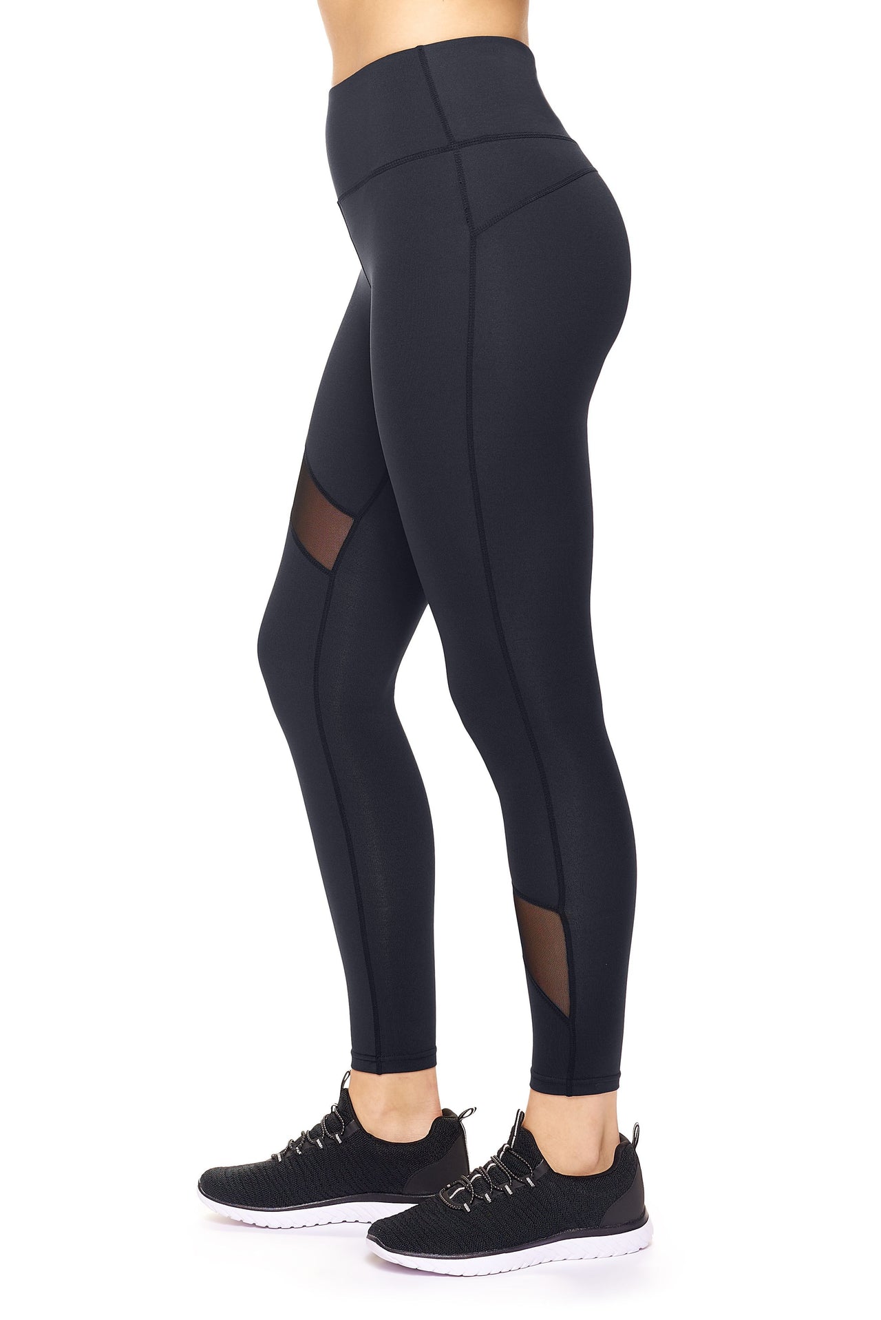 Women’s Tonal Asymmetric Mesh-Inset High Waist Legging - 3 COLORS