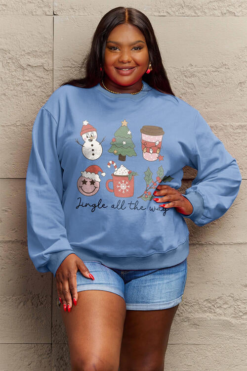 Simply Love Full Size JINGLE ALL THE WAY Long Sleeve Sweatshirt - SIZES S THRU 3XL - T - 4 COLORS -