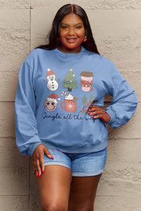 Thumbnail for Simply Love Full Size JINGLE ALL THE WAY Long Sleeve Sweatshirt - SIZES S THRU 3XL - T - 4 COLORS -