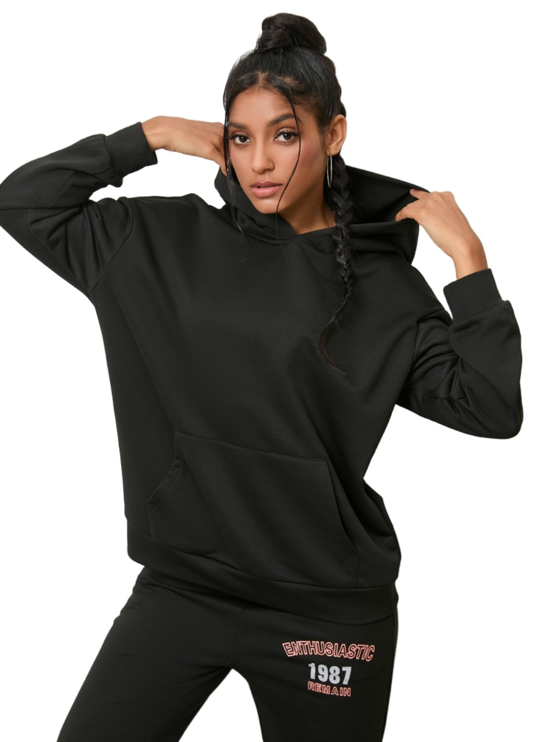 Graphic Hoodie and Sweatpants Set - 2 PCS. - T - 1 COLOR -