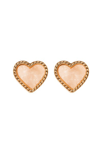 Thumbnail for Riah Fashion - Metal Druzy Heart Valentine Post Earrings - 6 COLORS