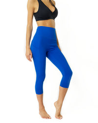 Thumbnail for Savoy - High Waisted Yoga Capri Leggings - Sky Blue - 1 COLOR -