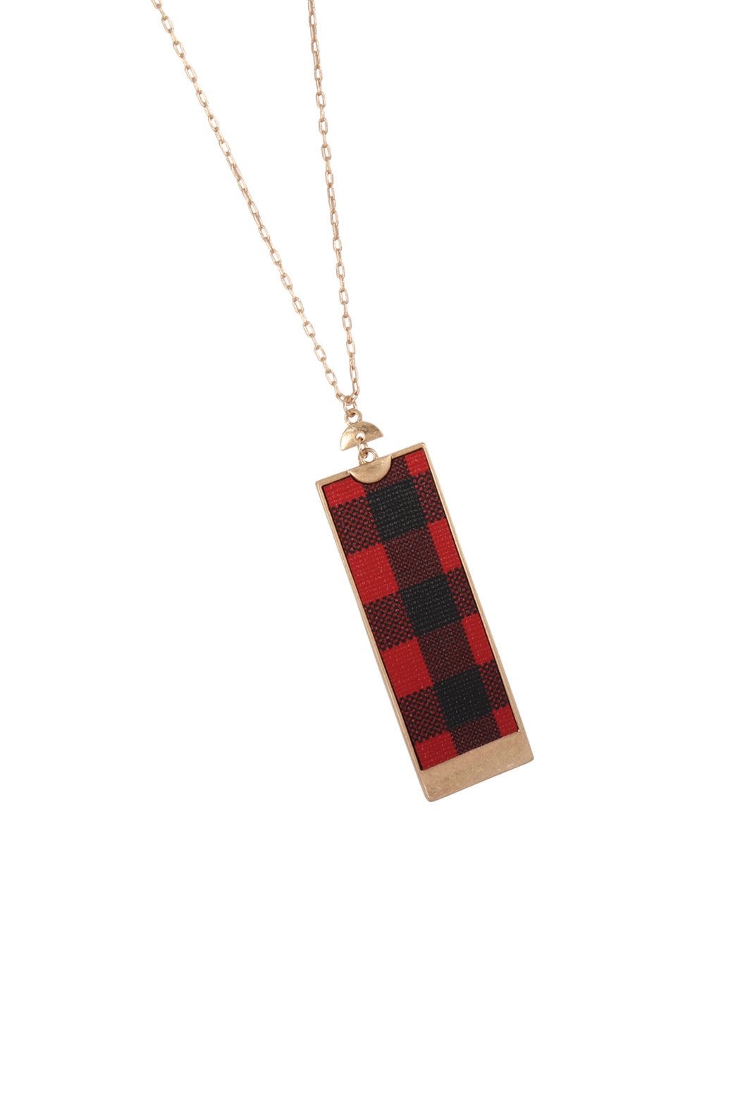 Rectangle Shape Leather Pendant Necklace - 7 COLORS -